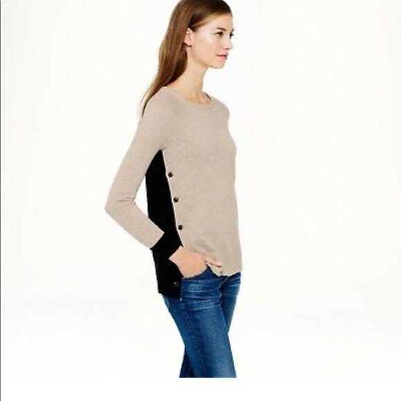 J Crew sweater women side button elbow patch Colorblock Sweater size small - Picture 3 of 10